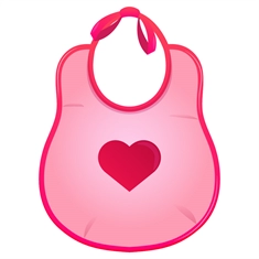 Baby Shower Pink Baby Bib with Heart Transparent Sticker